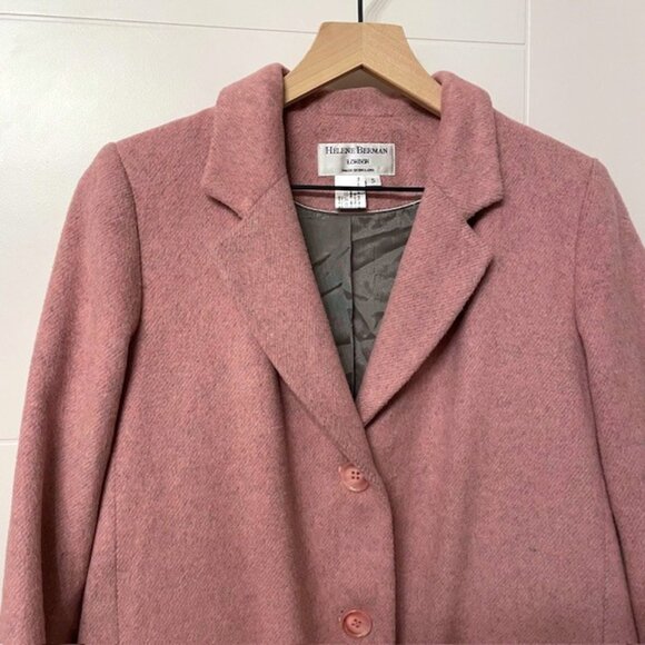 Helene Berman Longline Pink Three Button Wool Blend Car Coat Size Small - Picture 3 of 14
